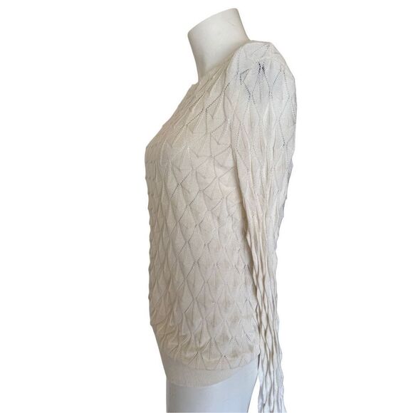 ModCloth women’s M looking lively white ivory knit sweater diamond textured patt - Picture 4 of 7